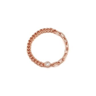 티르리르 실버핑크 체인 반지 2종 세트