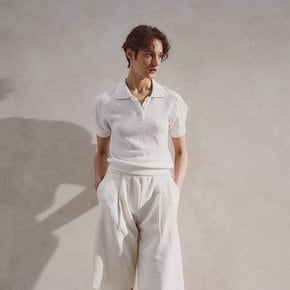 [25SS] 메이 폴로넥 하프 슬리브 탑 화이트