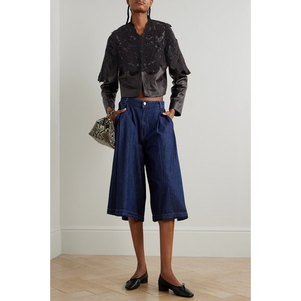 그웬 크롭 스캘럽 크로셰 트리밍 가죽 재킷 46376663162969454