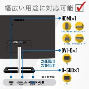 필립스 241E1D11 모니터 디스플레이 (23.8인치 IPS 기술/FHD) 5년