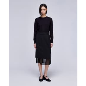 [파주점] [송지오우먼]송지오 오간자 레이어드 펜슬 스커트 블랙 WH3SK307BK