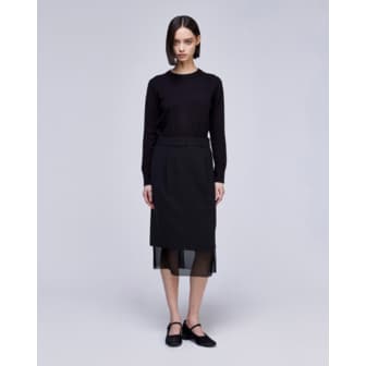 송지오 [파주점] [송지오우먼]송지오 오간자 레이어드 펜슬 스커트 블랙 WH3SK307BK