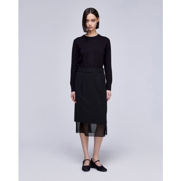 [파주점] [송지오우먼]송지오 오간자 레이어드 펜슬 스커트 블랙 WH3SK307BK