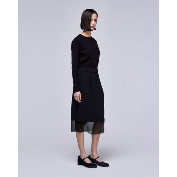 [파주점] [송지오우먼]송지오 오간자 레이어드 펜슬 스커트 블랙 WH3SK307BK