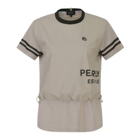 [가격인하] 여성 우븐 레이어드 배색 반팔 티셔츠 521C2TR075