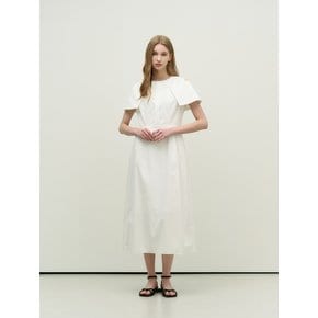 Cape layered long dress - white