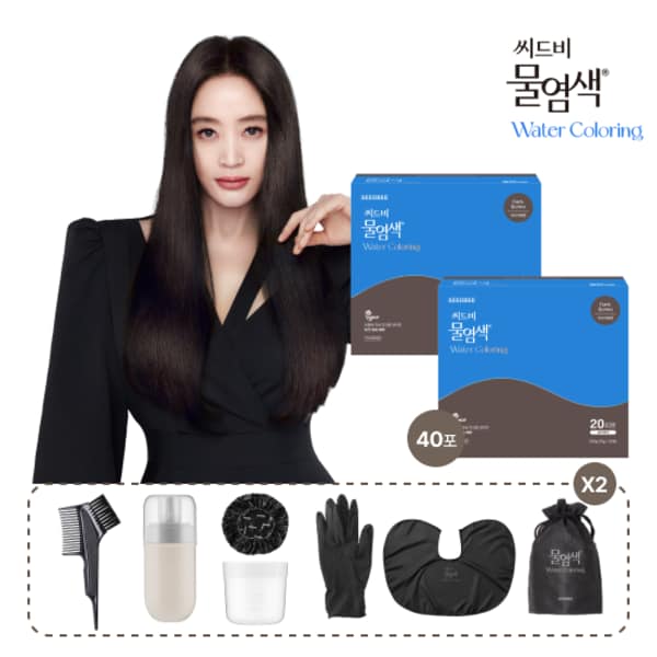 물염색 40회분 매니아 패키지(염색제 40포+염색키트) 컬러 4가지