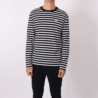 메종키츠네 마린 스트라이프 남여공용 티셔츠 AU00105KJ2004 블랙 Marine Stripe Tee