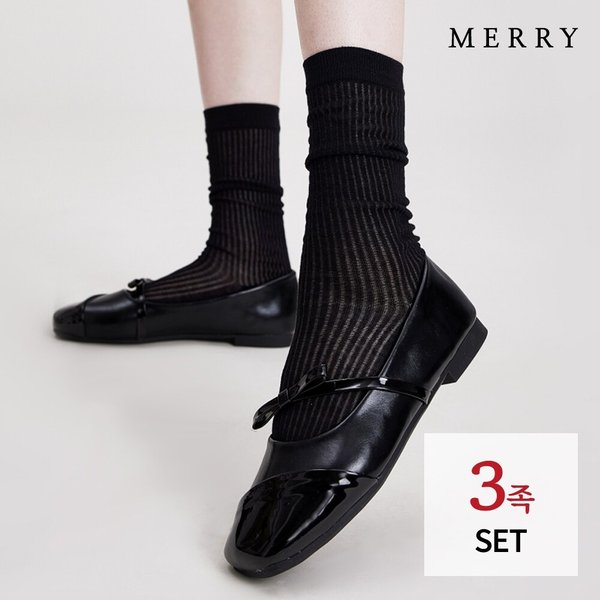 미미 시스루 골지 롱삭스 3족 세트/여름 레이스 양말
