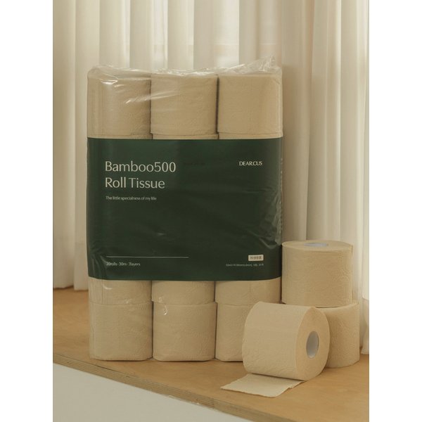뱀부500 먼지없는 도톰한 친환경 대나무 화장지 휴지 30롤