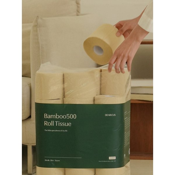 뱀부500 먼지없는 도톰한 친환경 대나무 화장지 휴지 30롤