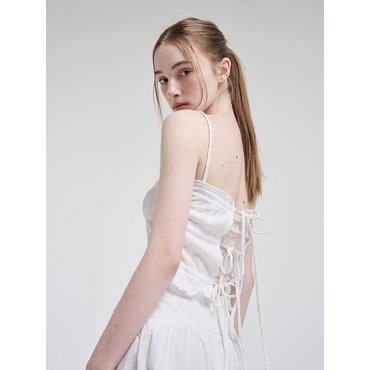 에트몽 String Layered Sleeveless Blouse, White