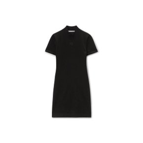 Mock Neck Dress With Embossed Logo (Black)