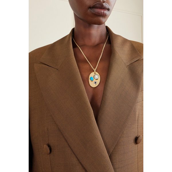 메종 메일 아르펠 골드 플레이트 터쿼이즈 크리스탈 목걸이 46376663163039972