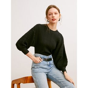 Ozie daily black lattern sleeves top