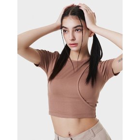 SLIM OPEN V-NECK T-SHIRT BROWN MBCSTO005BR