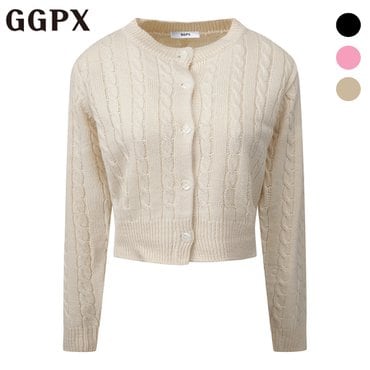 GGPX 꽈배기 크롭 니트 가디건 (GP2KG026F)