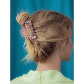 Twinkle square hair claw (Clear pink)