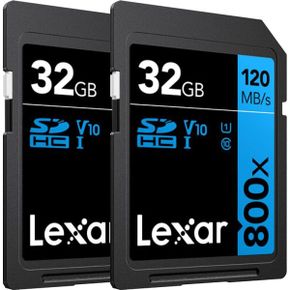 미국 렉사 sd카드 Lexar 32GB HighPerformance 800x UHSI SDHC Memory Card Blue Series 2Pack 1
