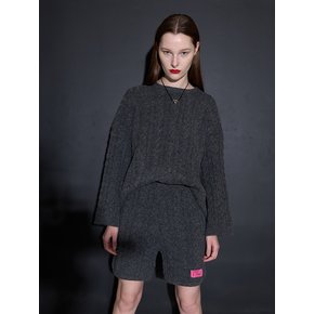 Classic Cable knit Short pants Set up Charcoal(팬츠 포함)