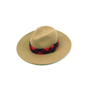 Red Check Line Wool Beige Fedora 울페도라