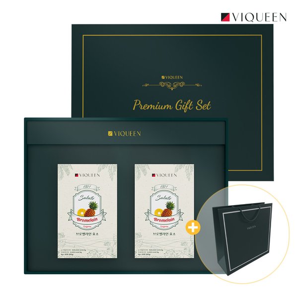 바이퀸 브로멜라인 파인애플 효소 2박스 선물세트 (쇼핑백포함)