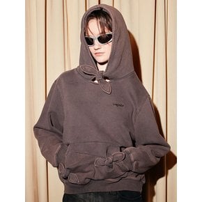 Washed ribbon hoodie (Brown)