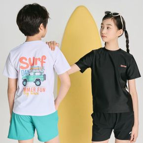 서프데이 주니어 반팔 래쉬가드 루즈핏 초등학생 체형커버 아동 남녀공용 빅사이.._P431735279