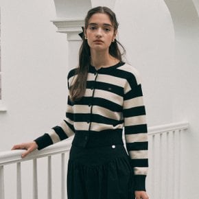 STRIPE KNIT CARDIGAN BK+IV