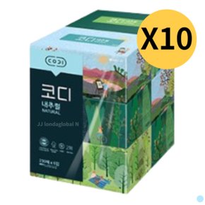 코디 각 티슈 미용 곽 휴지 내추럴 230매 6입 X 10팩