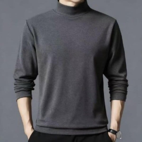 [옷자락] 남성 일상용 따뜻한 소프트 기모 하프넥 티셔츠