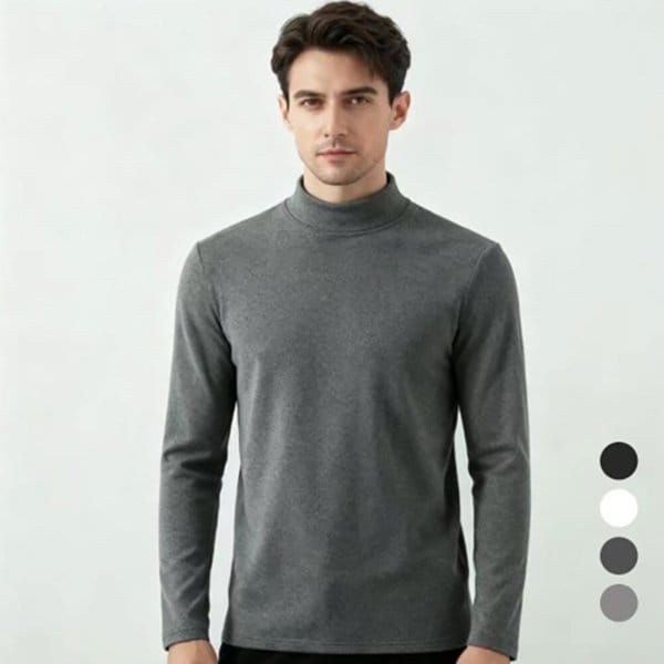 [옷자락] 남성 일상용 따뜻한 소프트 기모 하프넥 티셔츠