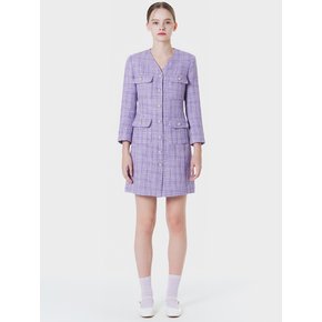 V-NECK TWEED SLIM DRESS LILAC MBCSOP004LC