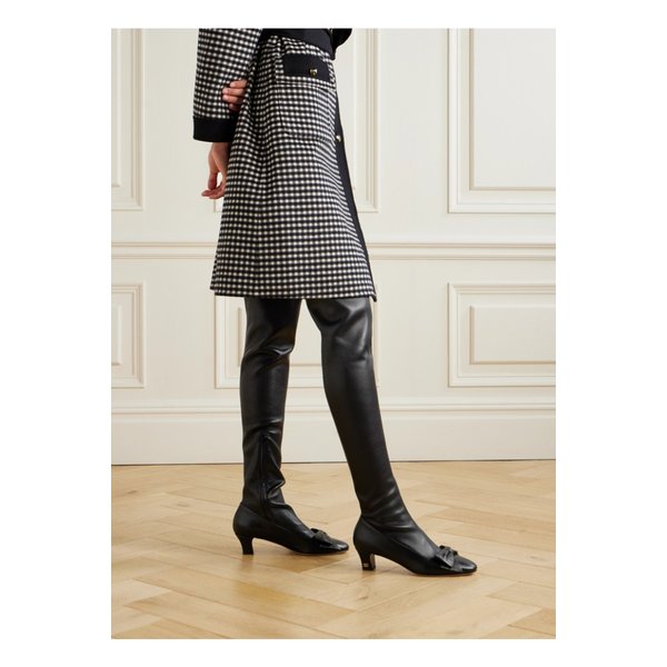 보와우 가죽 오버 더 니 부츠 45mm 블랙 46376663162894944