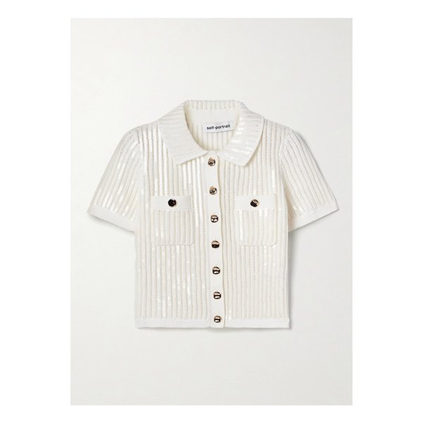 크롭 시퀸 크로셰 코튼 캐시미어 혼방 셔츠 화이트 1647597358034163