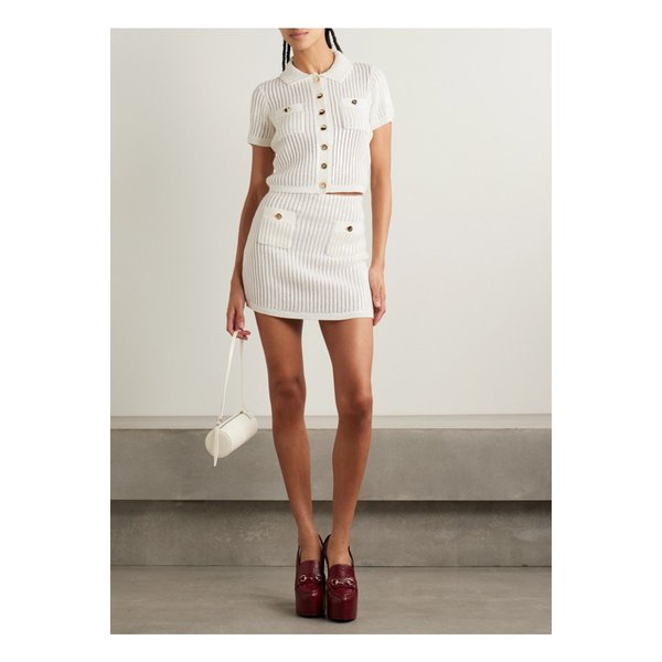 크롭 시퀸 크로셰 코튼 캐시미어 혼방 셔츠 화이트 1647597358034163