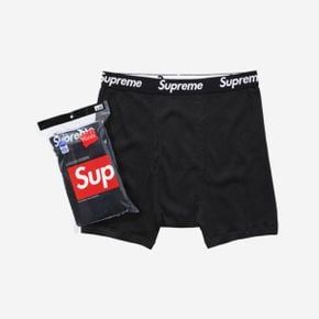 슈프림 헤인즈 박서 브리프 블랙 (4개입) Supreme Hanes Boxer Briefs Black (4 Pack)