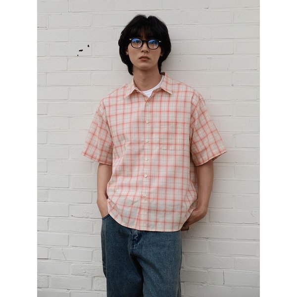 컨트리 루트 체크 하프 셔츠_Red