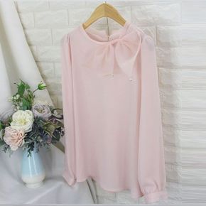 biy 옆리본 진주 BLBOL 쉬폰블라우스 리본블라우스 결혼식 하객룩 오피스룩_P410659440