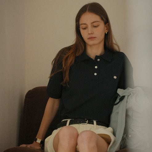 노운베러 Symbols logo collar pk T-shirt_Navy
