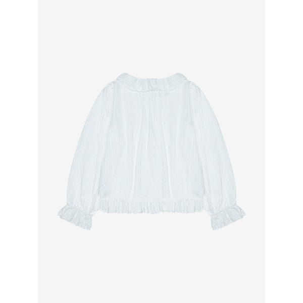 코튼 레이스 카라 리본 블라우스 (TLBAH7403)