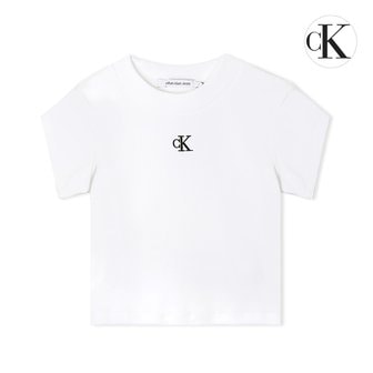 Calvin Klein 캘빈클라인 CK 립 크롭 슬림핏 여성 반팔 티셔츠 J218337-YAF