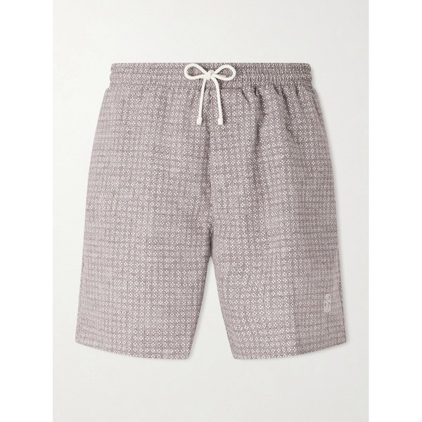 브루넬로쿠치넬리 스트레이트 레그 미드 렝스 로고 자수 프린트 스윔 쇼츠 46376663163000478