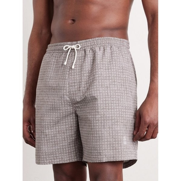 브루넬로쿠치넬리 스트레이트 레그 미드 렝스 로고 자수 프린트 스윔 쇼츠 46376663163000478