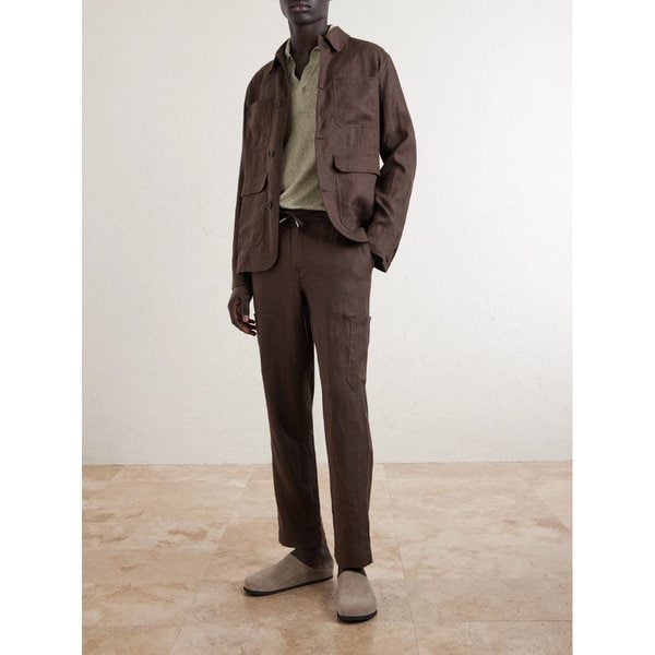 미스터 피 제임스 테이퍼드 리넨 드로우스트링 카고 팬츠 46376663163004576