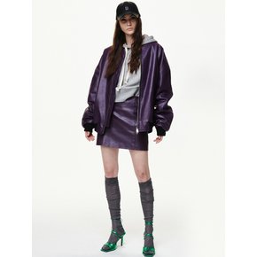 FAUX LEATHER MINI SKIRTS_PURPLE