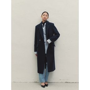 CLASSIC WOOL BLEND DOUBLE LONG COAT NAVY MBDFCT002NV