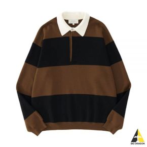 스튜디오 니콜슨 TARAK SNM 12GG KNIT RUGBY JUMPER PEATBLACK STRIPE (970) (