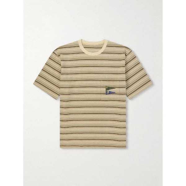 로고 아플리케 스트라이프 코튼 저지 티셔츠 46376663162925182