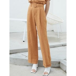 OU679 pure linen turn up slacks (orange)